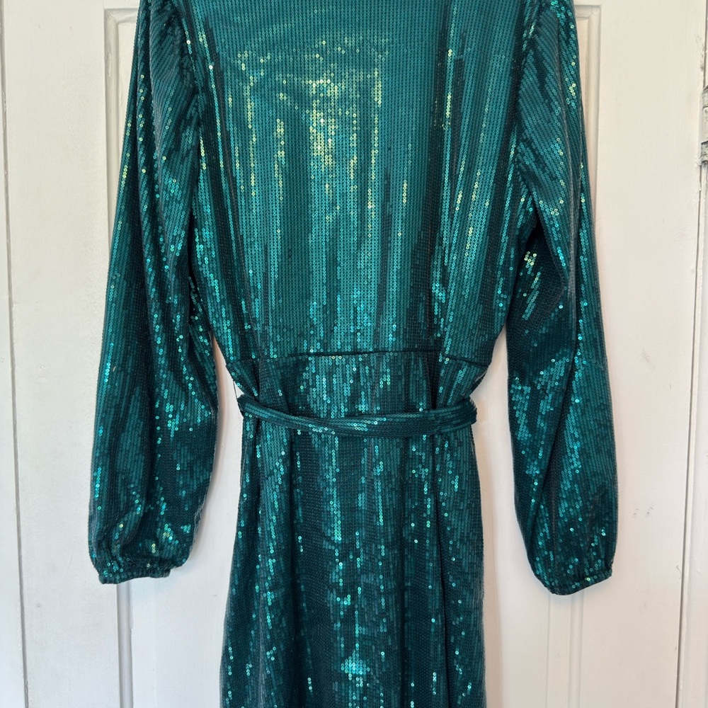 Cara Santana x Nine West Teal Sequin Long Sleeve‎ Dress - Picture 4 of 4